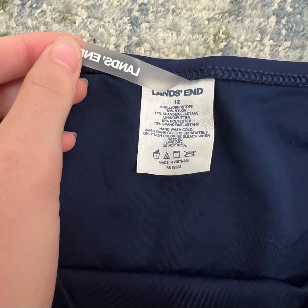 Lands End high waisted extra supportive swim bottoms in navy. - Picture 6 of 8
